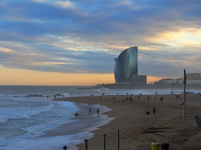 Tempête sur la plage de Barcelone