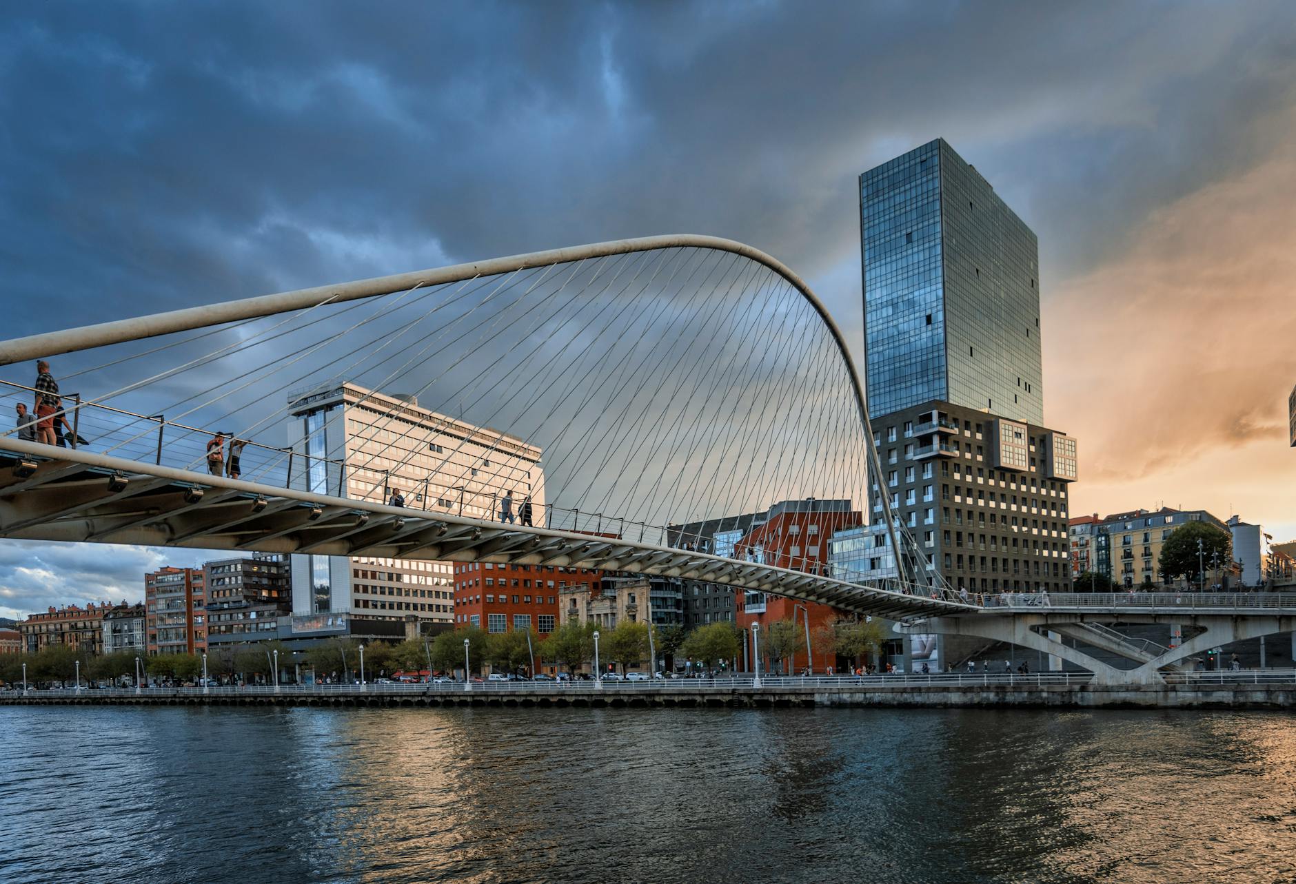 a suspension bridge in the city