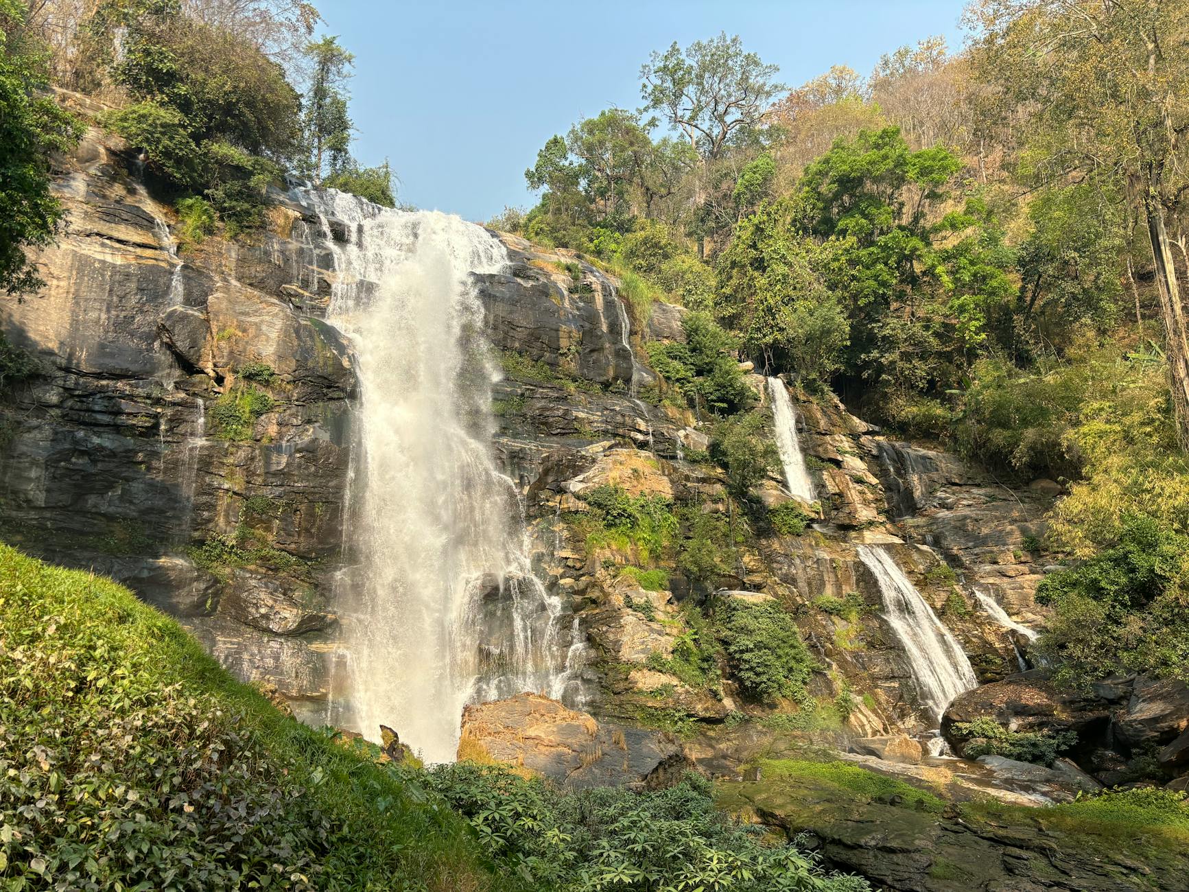 majestic wachirathan waterfall in doi inthanon national park