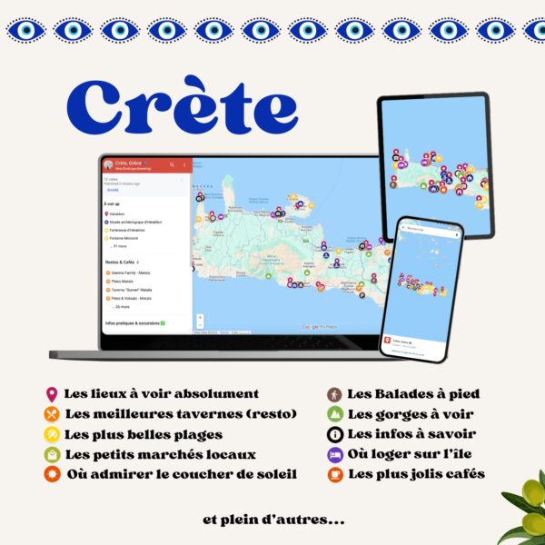 Carte Google Maps de Crète, Grèce : Mes Meilleures Adresses et les incontournables ! + PDF offert