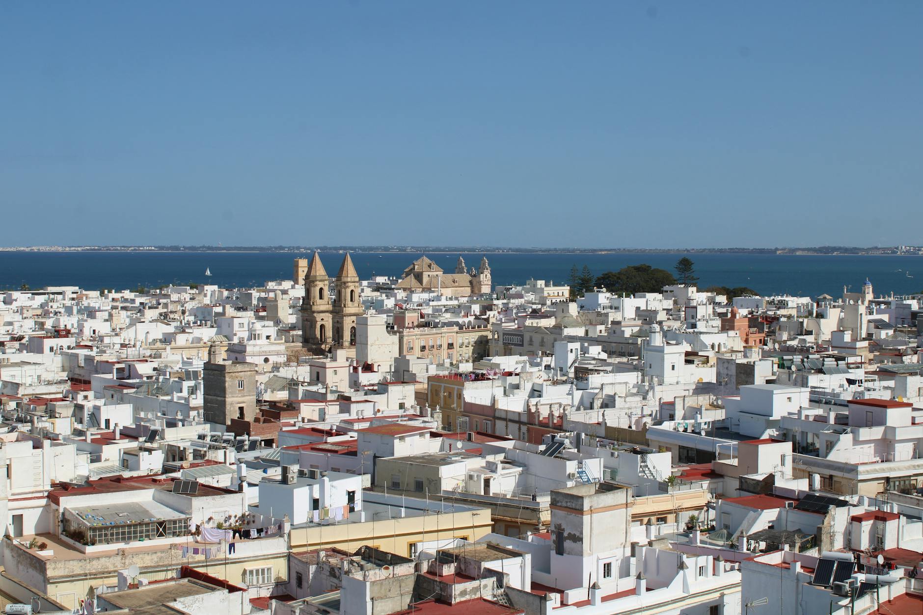 rooftops and st anthony of padua seen from the tavira tower cadiz andalusia spain